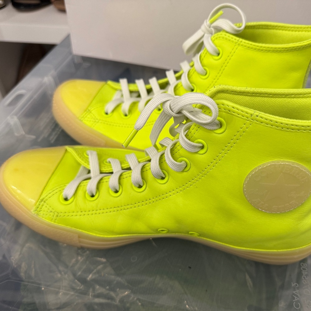 Converse Chuck Taylor All Star High Top 'Neon Yellow' | Men’s 10 Leather - Picture 5 of 13